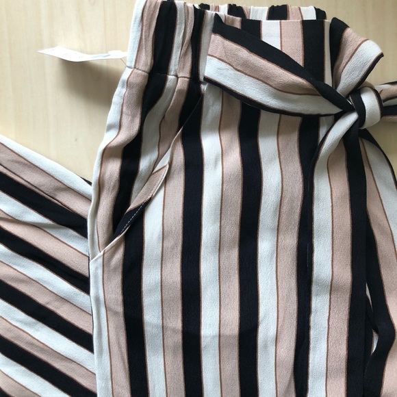 Wilfred Faun Striped Ankle Pants - Black, White, Tan - Picture 3 of 5